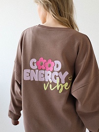 Свитшот с О-вырезом с вышивкой на спине Good energy vibe в Оренбурге